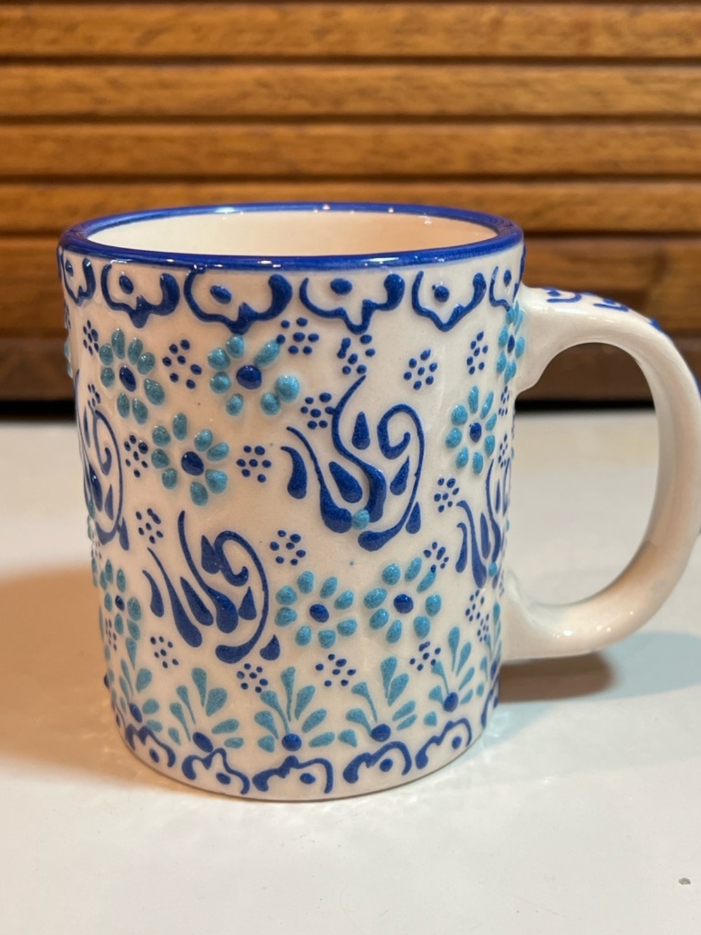 Agean Mug by Mediterranean Concepts hand made in Turkey with folk art design